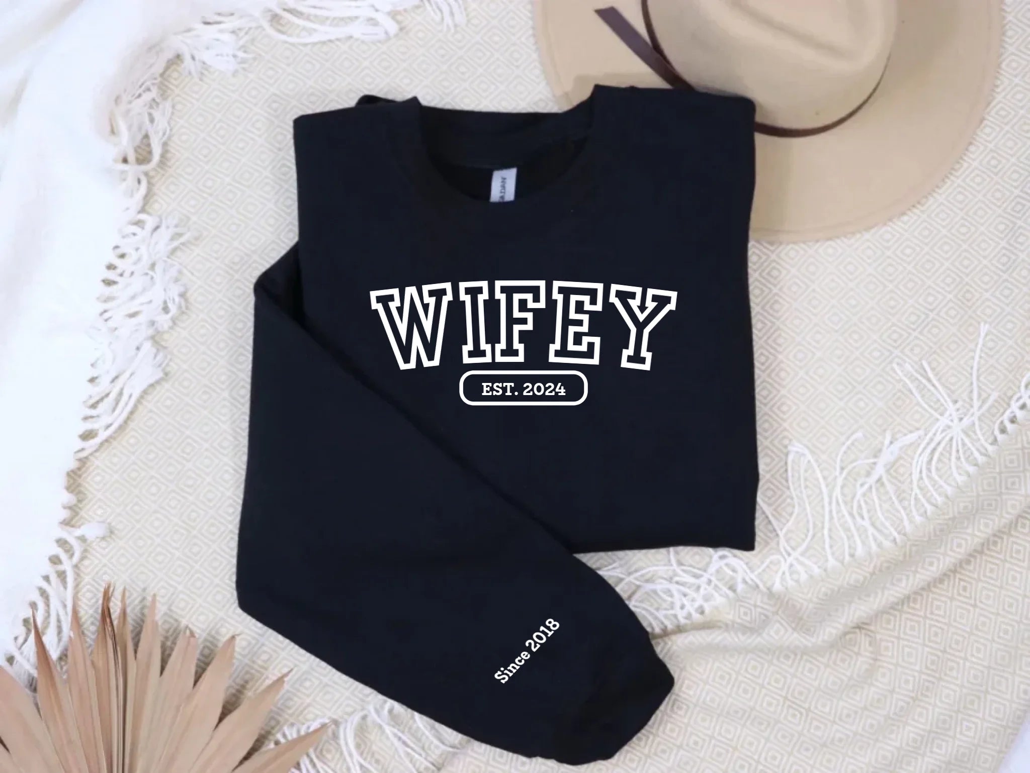 "WIFEY" - Personalized, embroidered sweatshirt with with initials