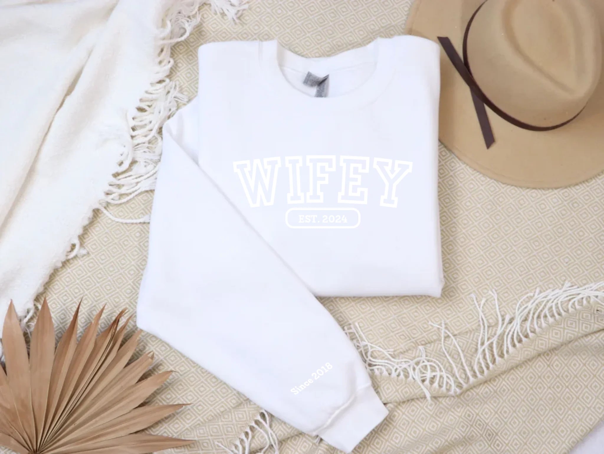 "WIFEY" - Personalized, embroidered sweatshirt with with initials