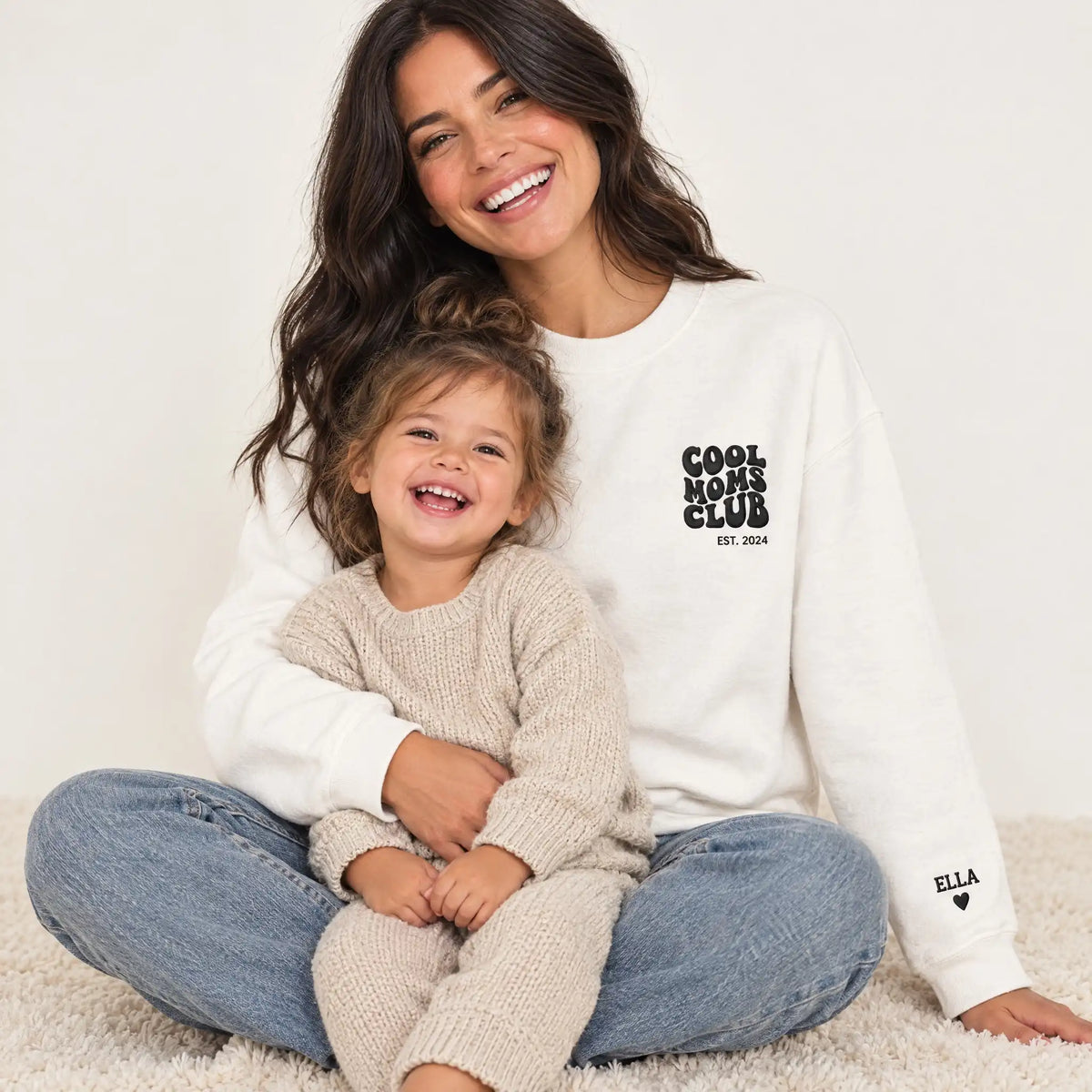 “Cool Moms Club” – Personalized, embroidered sweatshirt with children's names and date