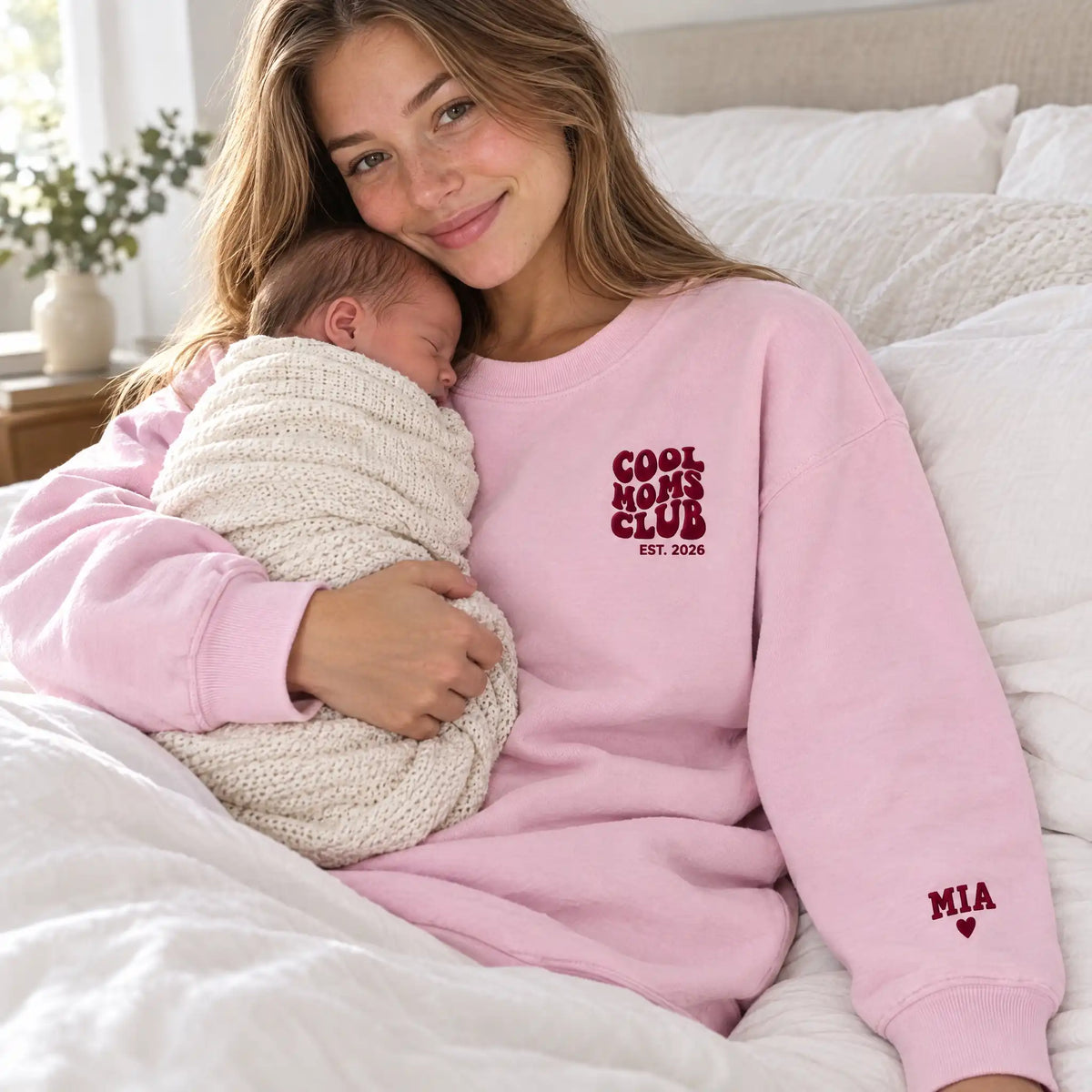 “Cool Moms Club” – Personalized, embroidered sweatshirt with children's names and date