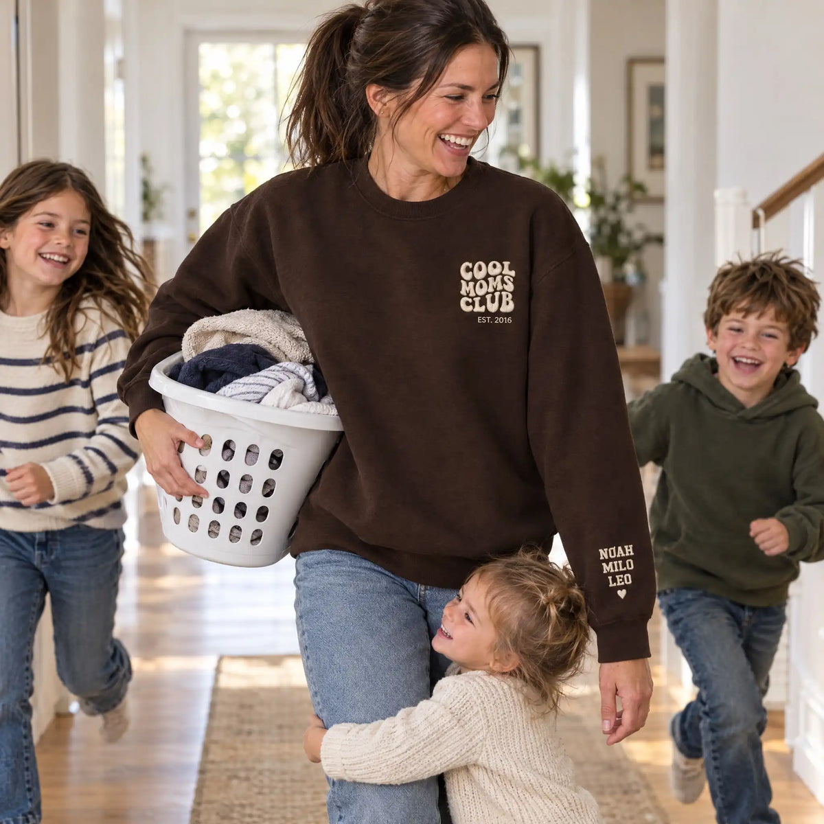 “Cool Moms Club” – Personalized, embroidered sweatshirt with children's names and date