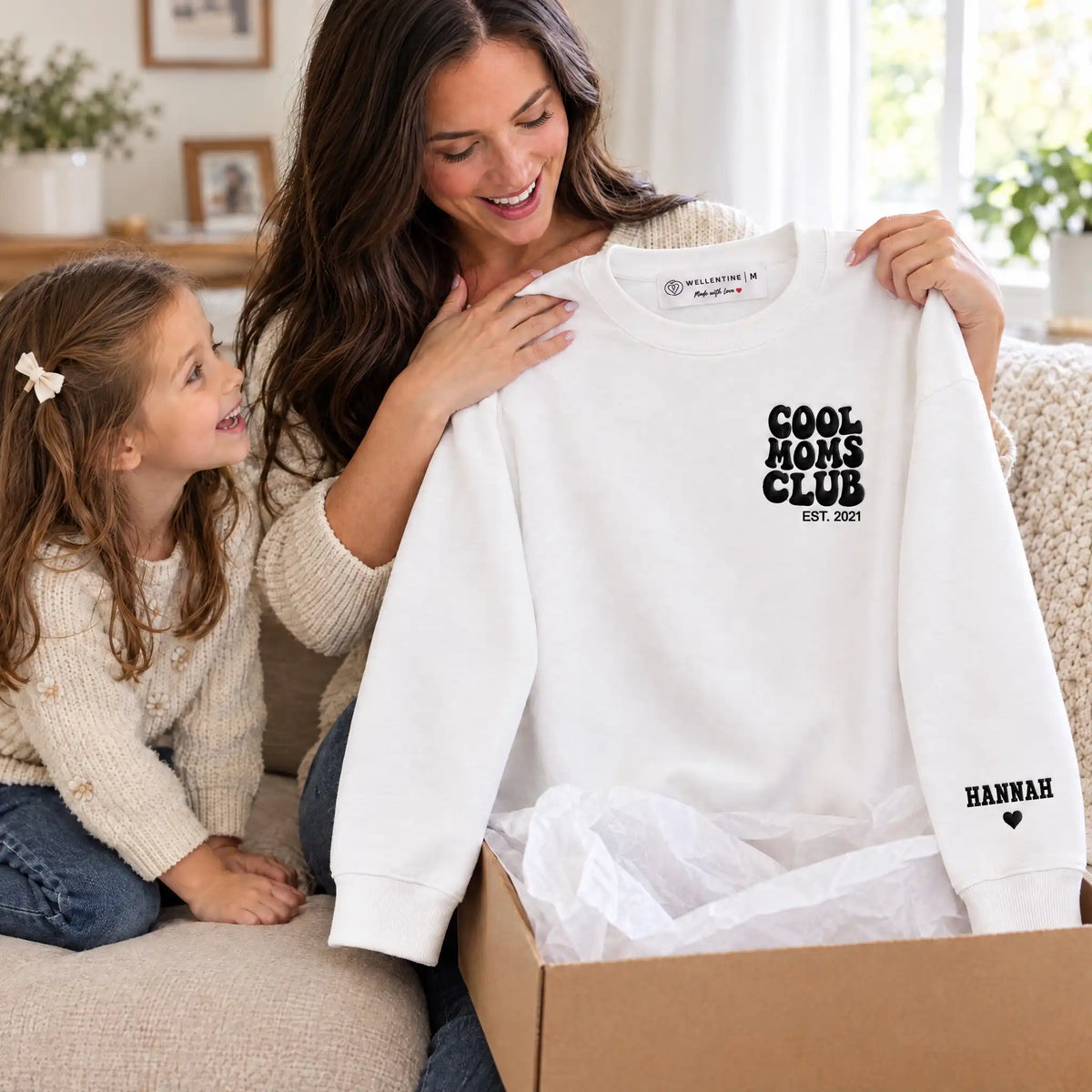 “Cool Moms Club” – Personalized, embroidered sweatshirt with children's names and date