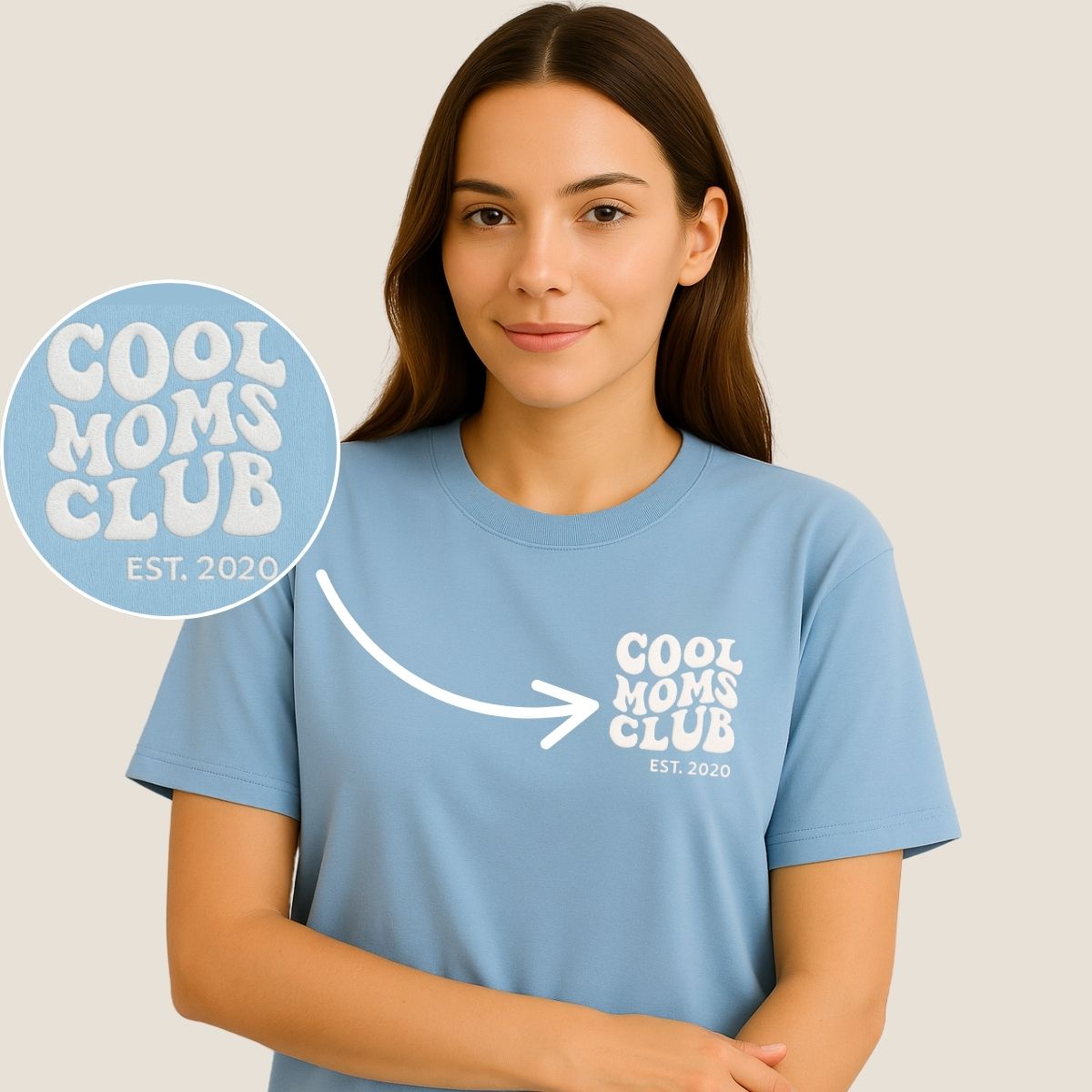 “Cool Moms Club” – Personalized, embroidered Heavy Cotton T-Shirt