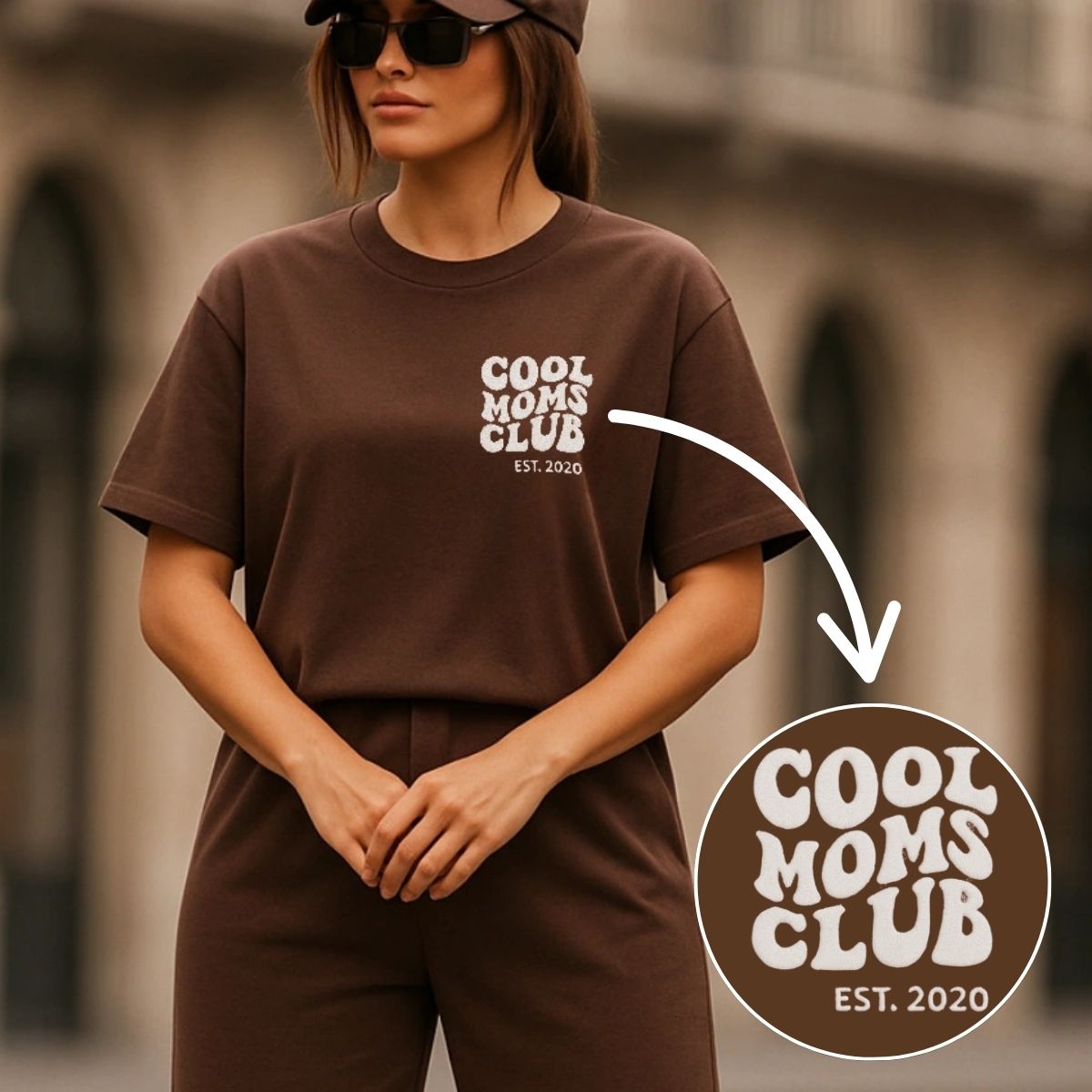 “Cool Moms Club” – Personalized, embroidered Heavy Cotton T-Shirt