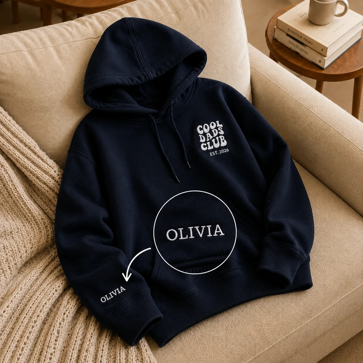 “Cool Dads Club“ - Personalized, embroidered hoodie with children's names and date