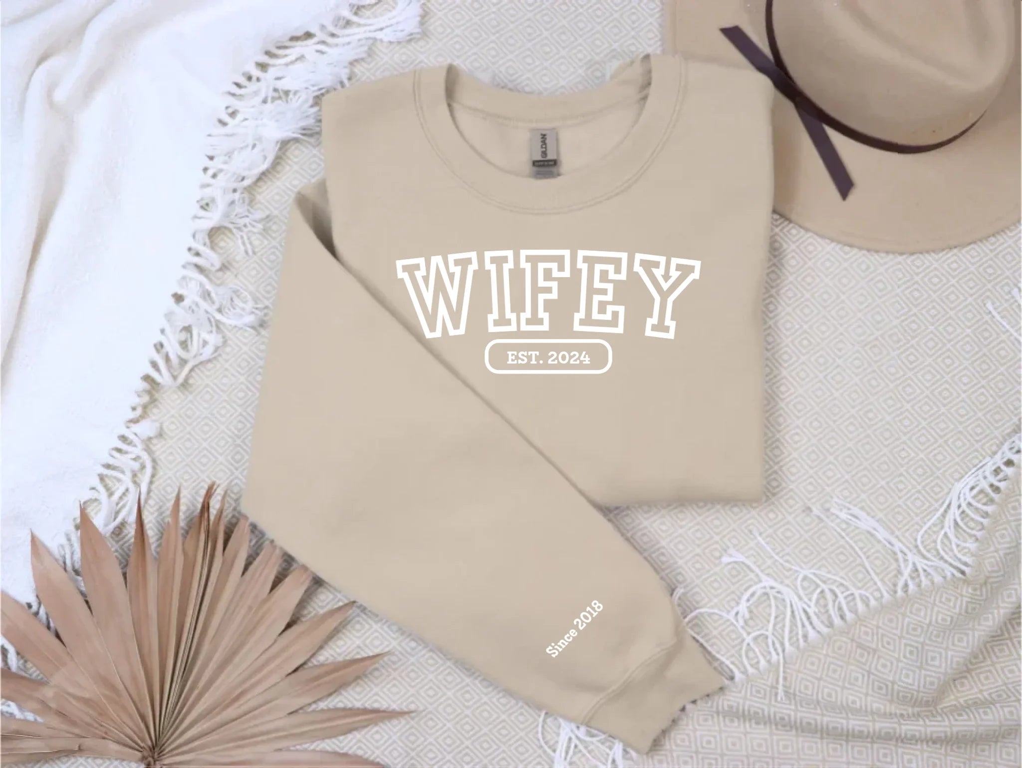 "WIFEY" - Personalized, embroidered sweatshirt with with initials