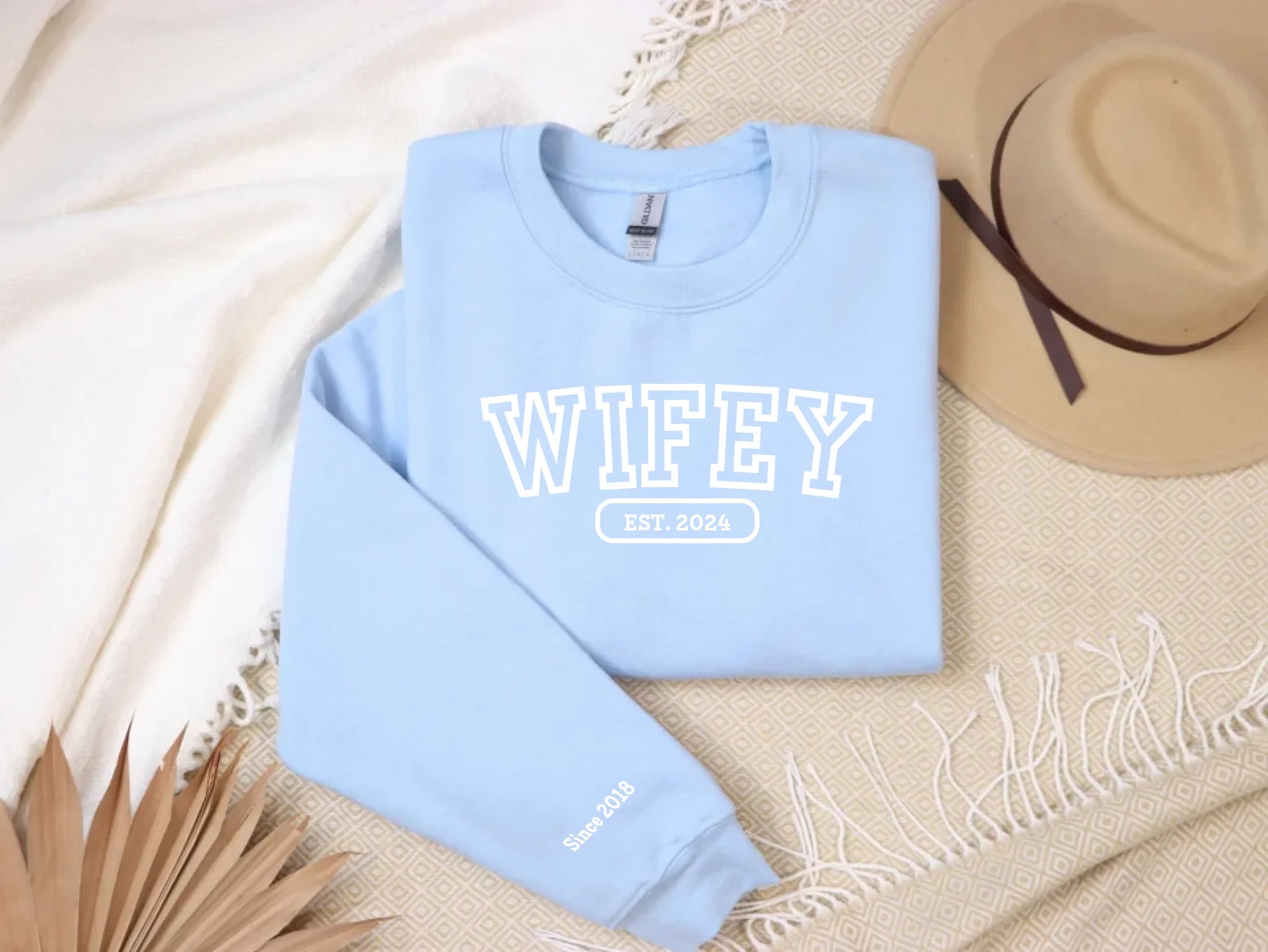 "WIFEY" - Personalized, embroidered sweatshirt with with initials