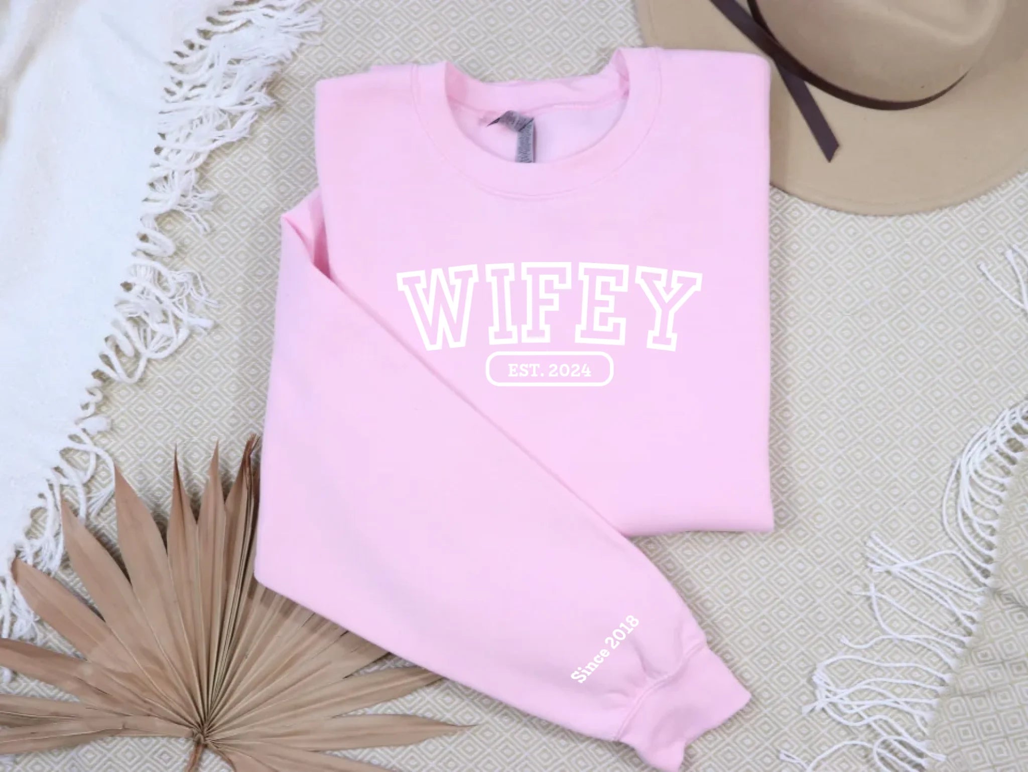 "WIFEY" - Personalized, embroidered sweatshirt with with initials