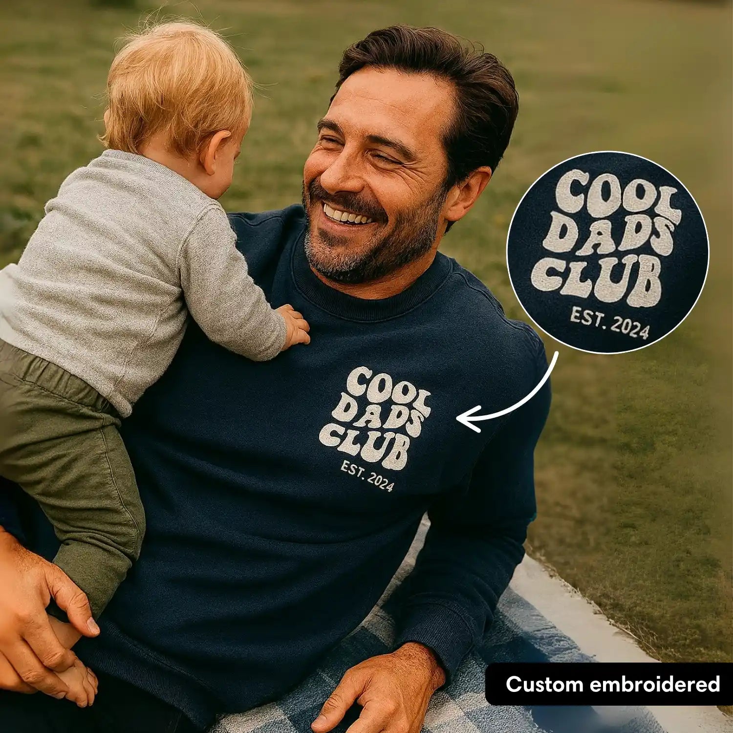 “Cool Dads Club” - Personalized, embroidered sweatshirt with children's names and date