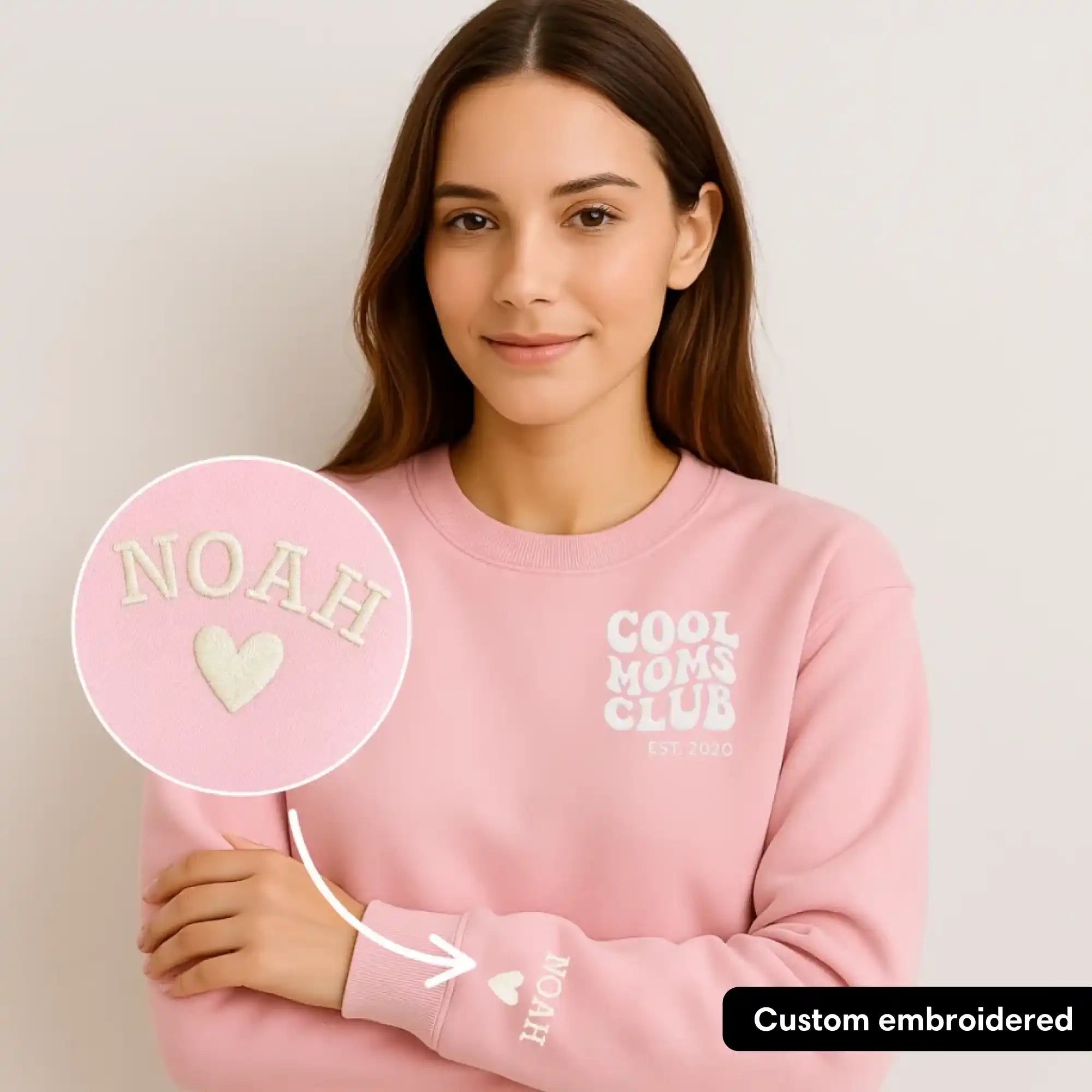“Cool Moms Club” – Personalized, embroidered sweatshirt with children's names and date