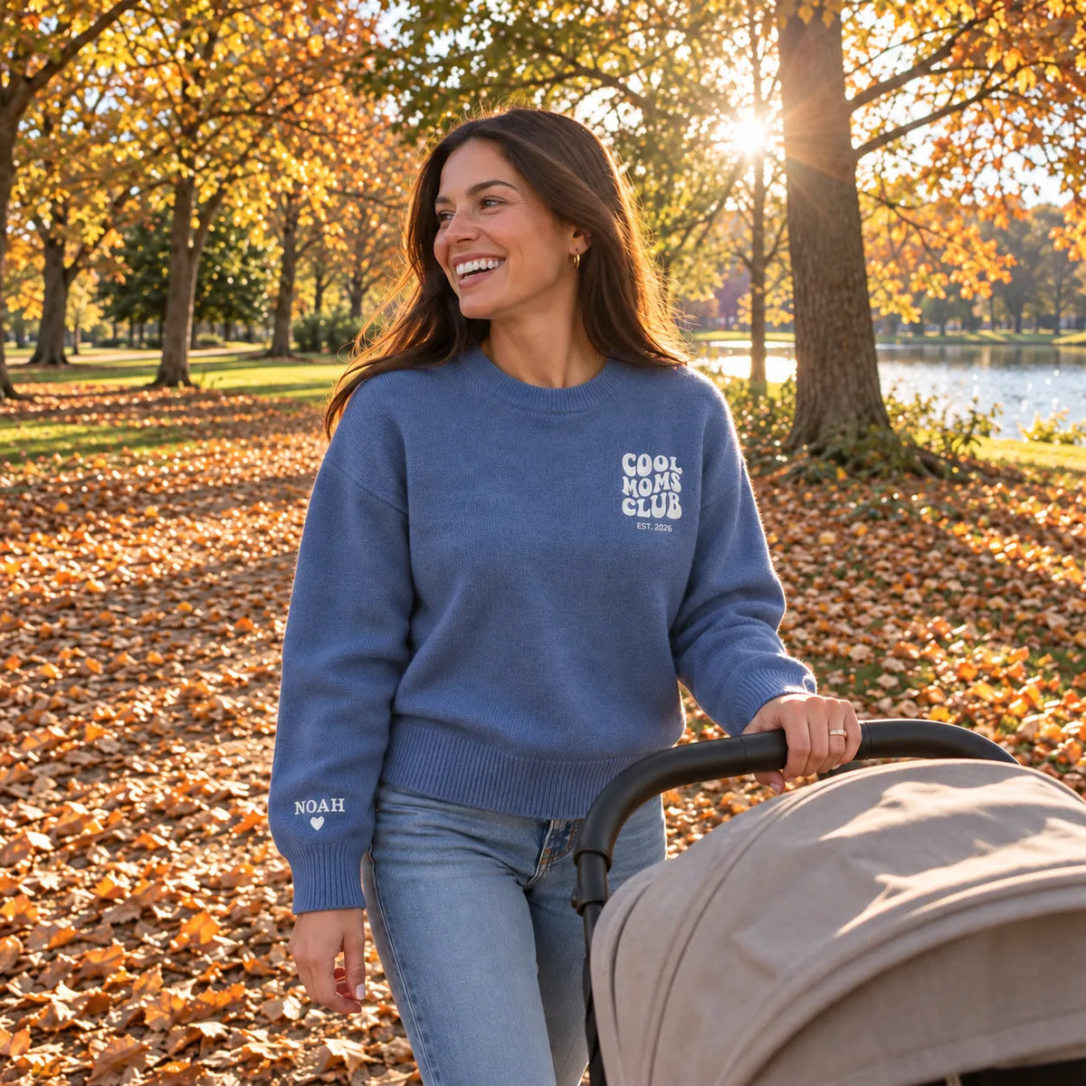 “Cool Moms Club” – Personalized 100% wool knit sweater with children's names and date