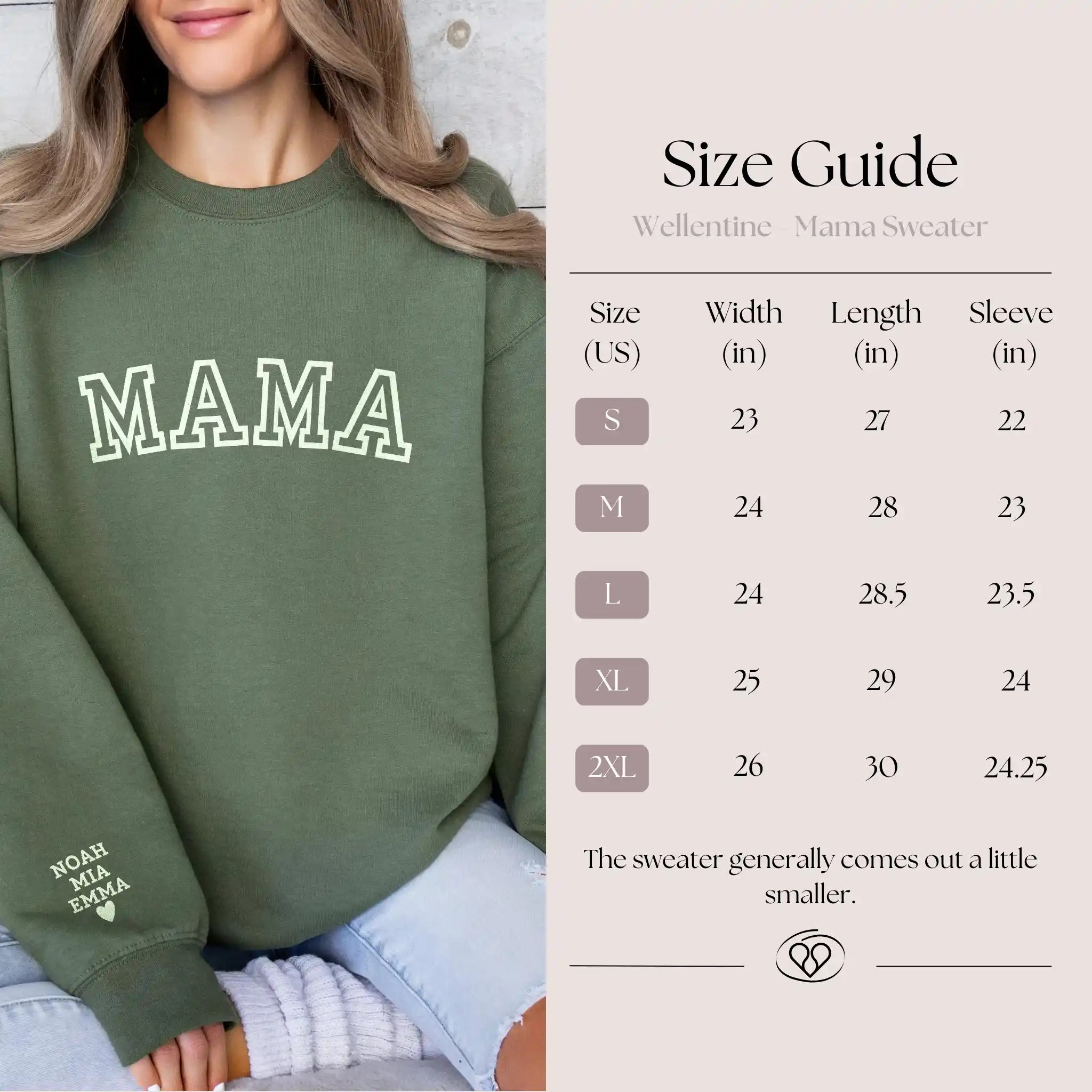 Personalized Mama-Sweatshirt with children's names - Curved