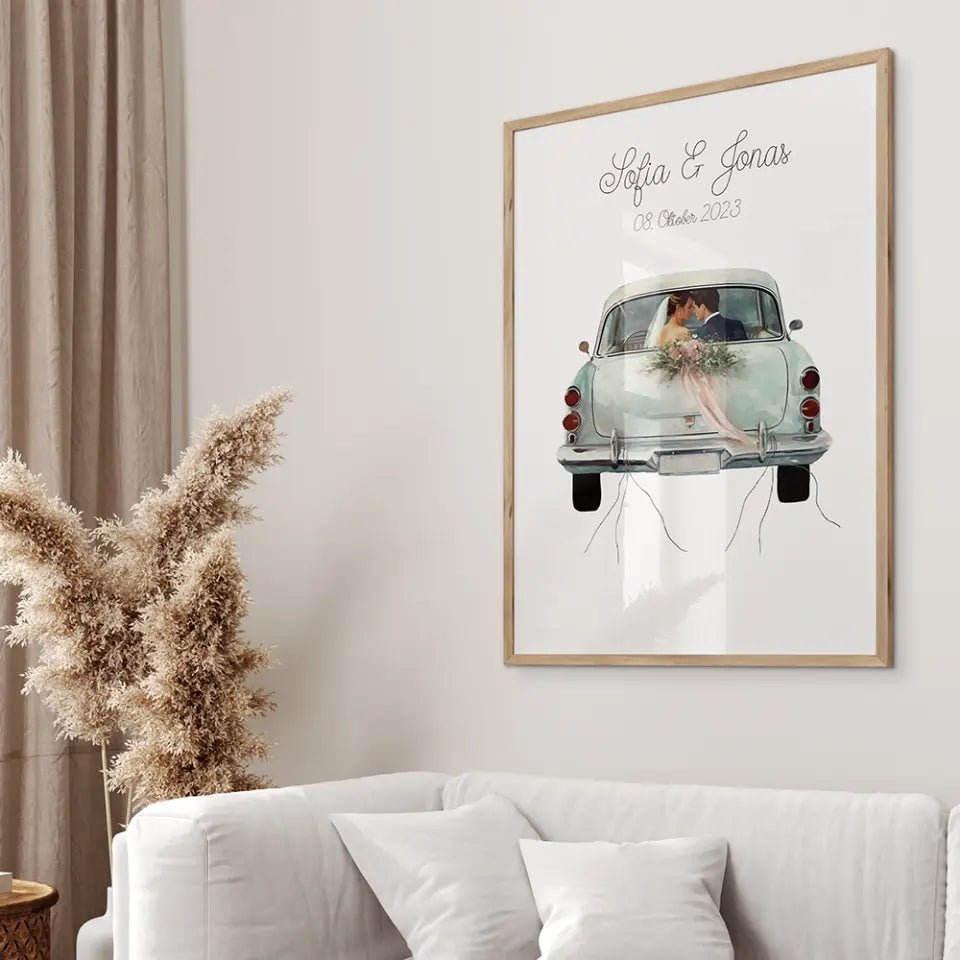 „Just Married" Poster - Personalisiertes Geldgeschenk zur Hochzeit - Wellentine.de