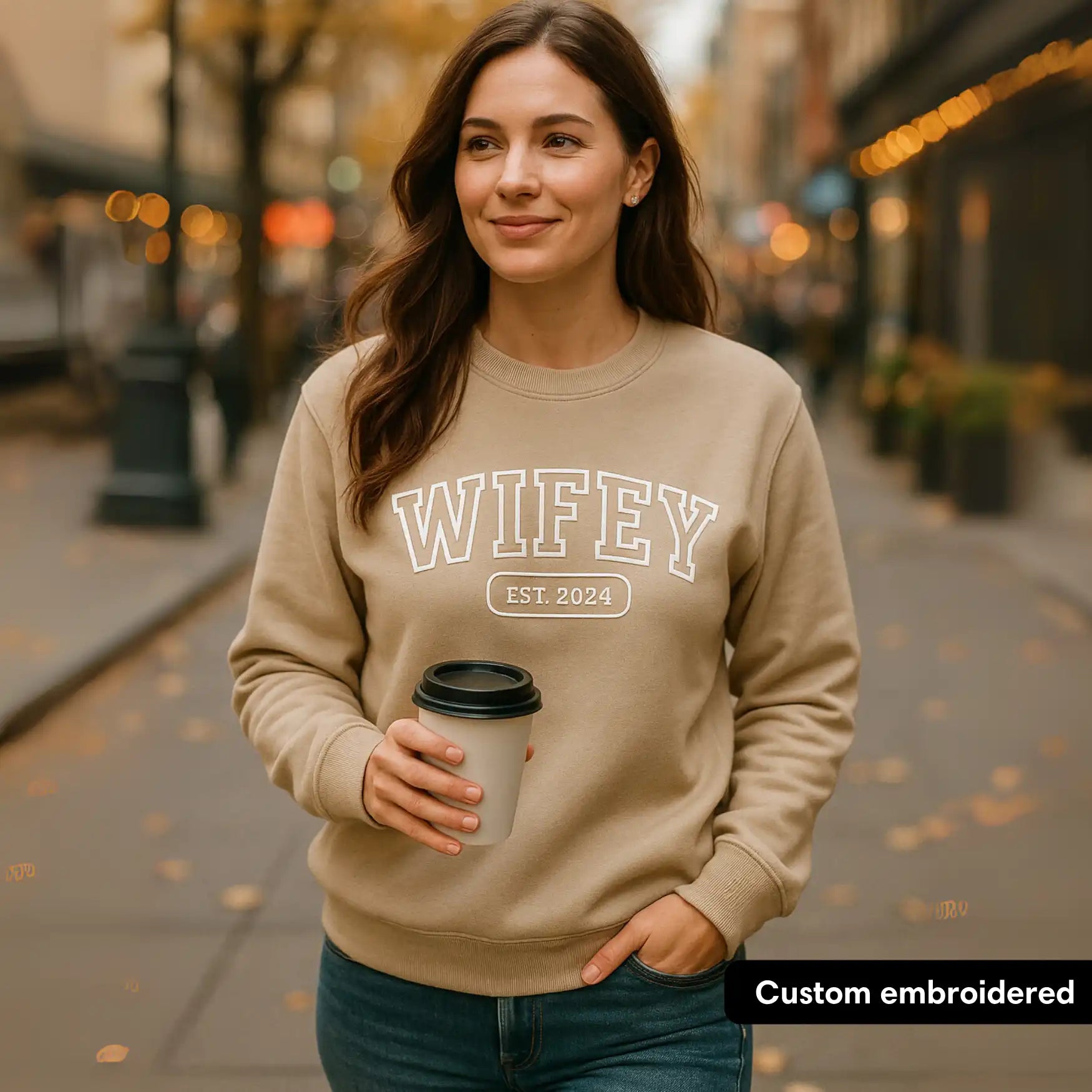 "WIFEY" - Personalized, embroidered sweatshirt with with initials
