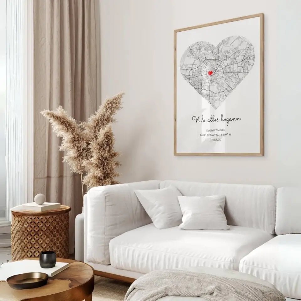 "Wo alles begann" - Personalisiertes Poster - Wellentine.de